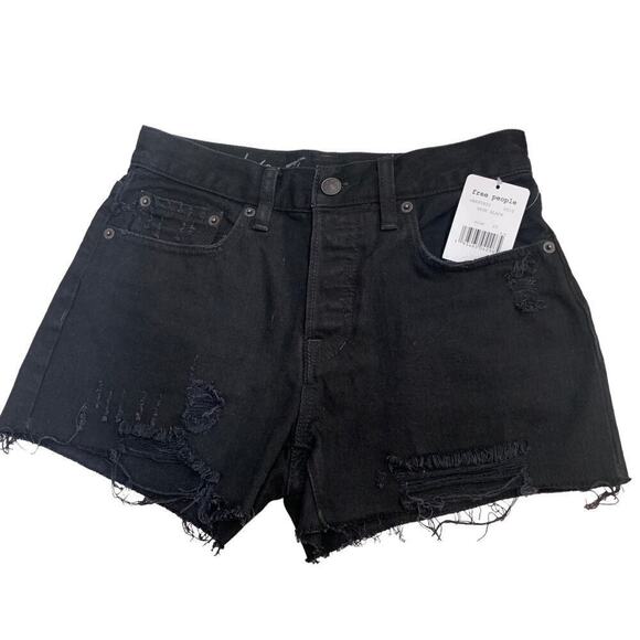 NWT Free People x We the Free Sofia Denim Black Cut-Off Shorts SZ 25 - Picture 1 of 6